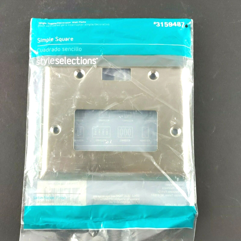 Style Selection Single Toggle Decorator Wall Switch Plate Satin Nickel Finish...